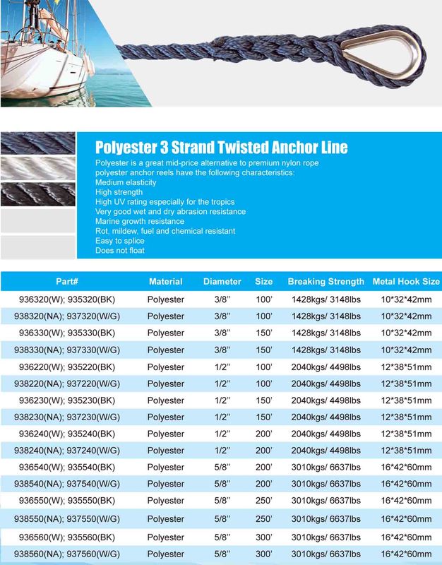 Hysun Polyester 3-Strand Twister Anchor Line