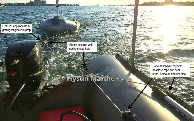 properly tow inflatable dinghy behind a sailboat or yacht
