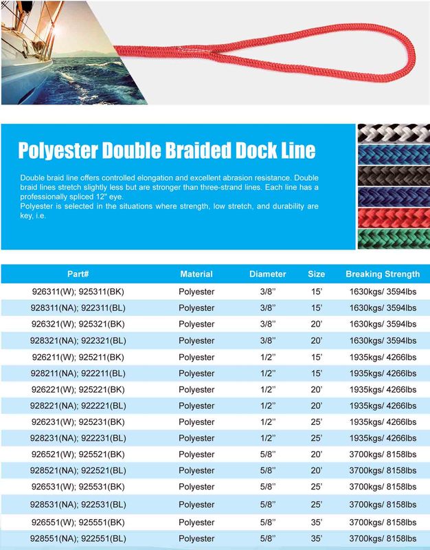 Hysun Polyester Double Braided Dock Line
