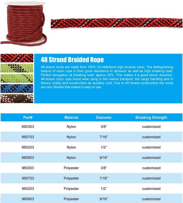 Hysun 48-Strand Braided Rope