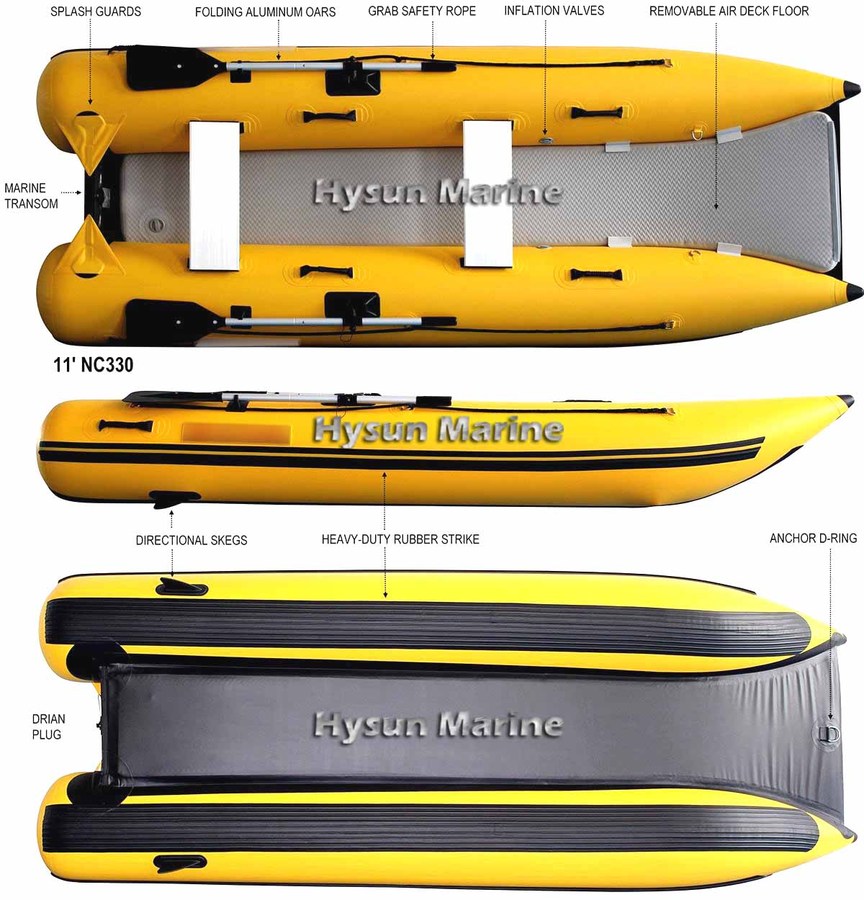 11' Inflatable Mini Catamaran CNC330_Lightweight_Yellow_02
